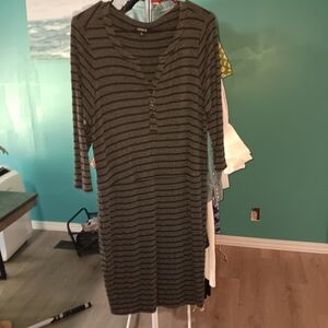 Torrid Black Striped Long Sleeve Dress